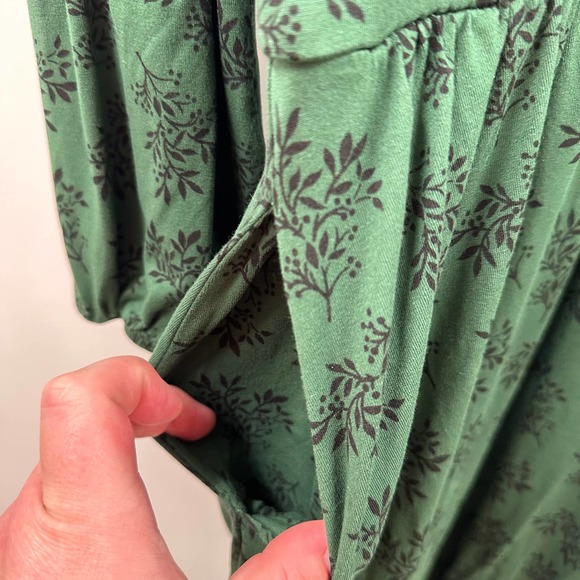 Boden Long Sleeve Maxi Green and Black Floral Dress Size 14 Long - Picture 3 of 9